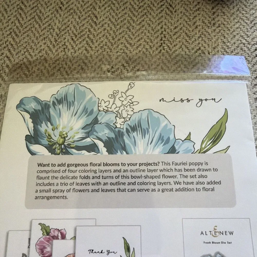 Altenew Fresh Bloom Layering Clear Stamps Flowers floral thank you fauriei poppy